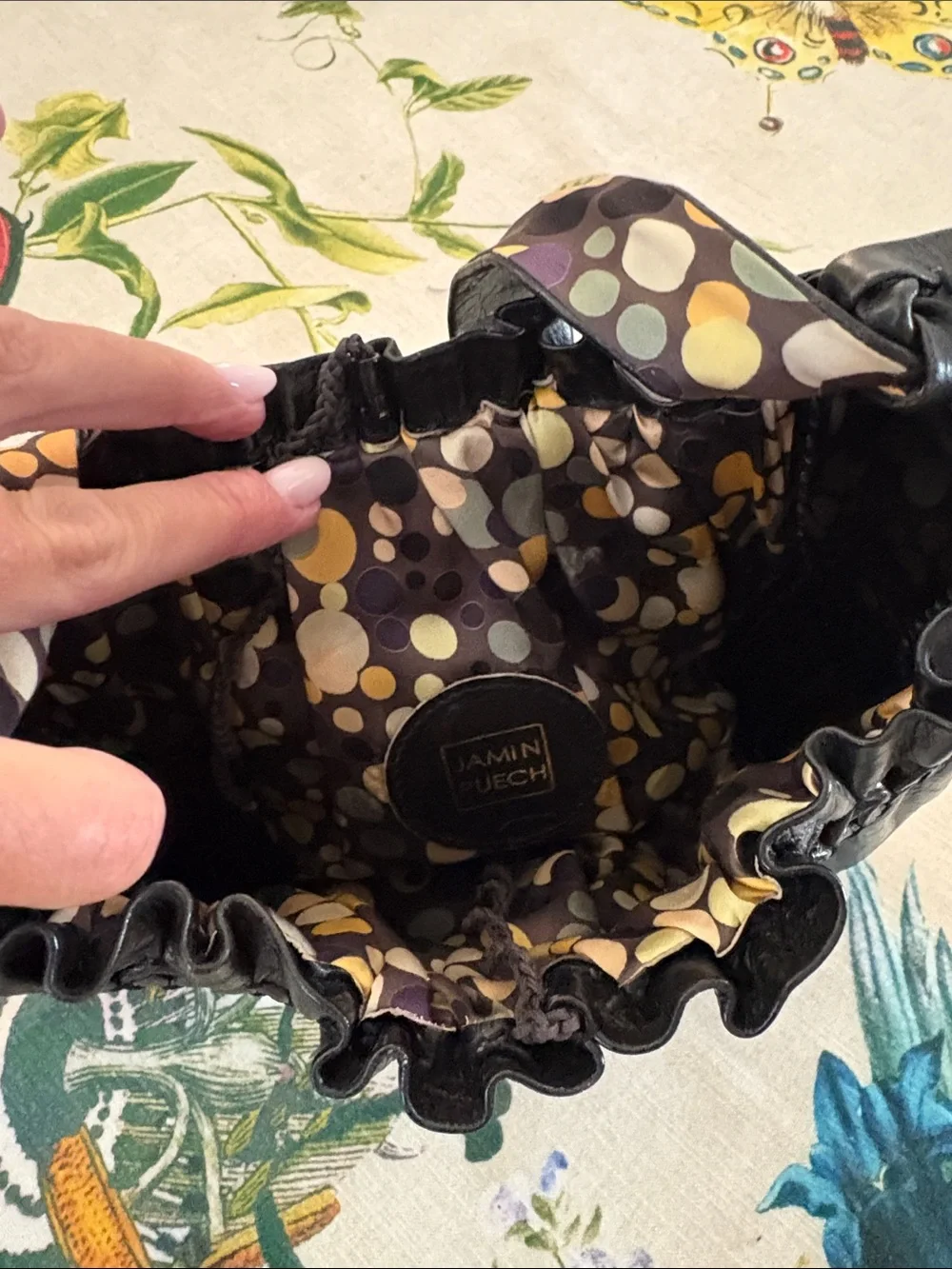 Jamin Puech Vintage Black Women's Shoulder Bag with Patterned Strap